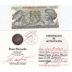 500 LIRE ARETUSA 23.2.1970 SENZA FIBRILLE  SPL/qSUP
